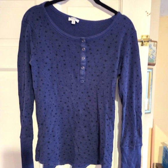 Blue Long Sleeve Henley Top By SPLENDID - Picture 1 of 3